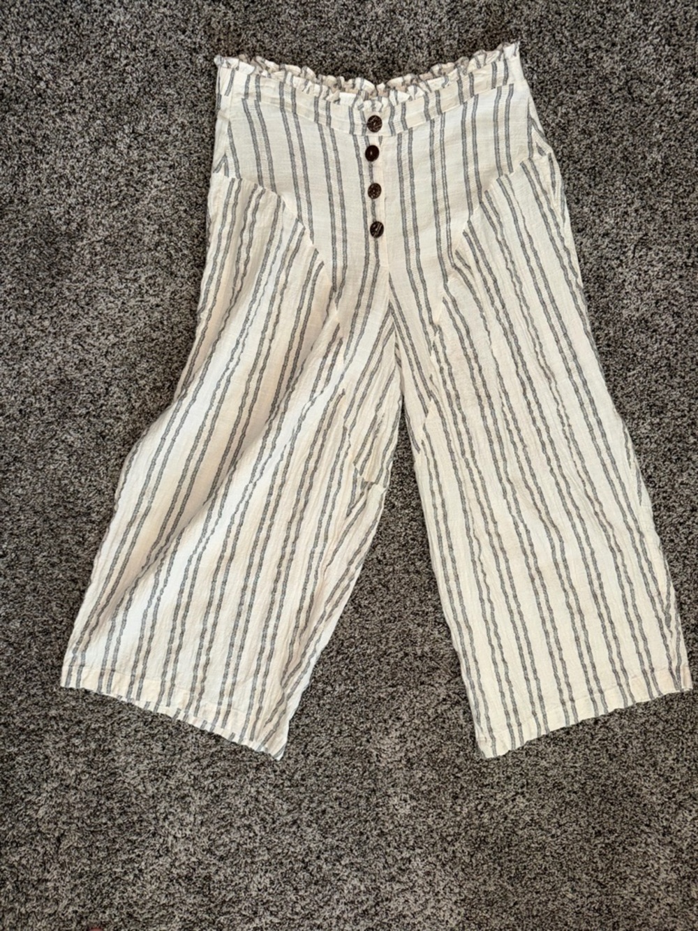 Free People Cream Striped Wide-Leg Pants Beach Pants
